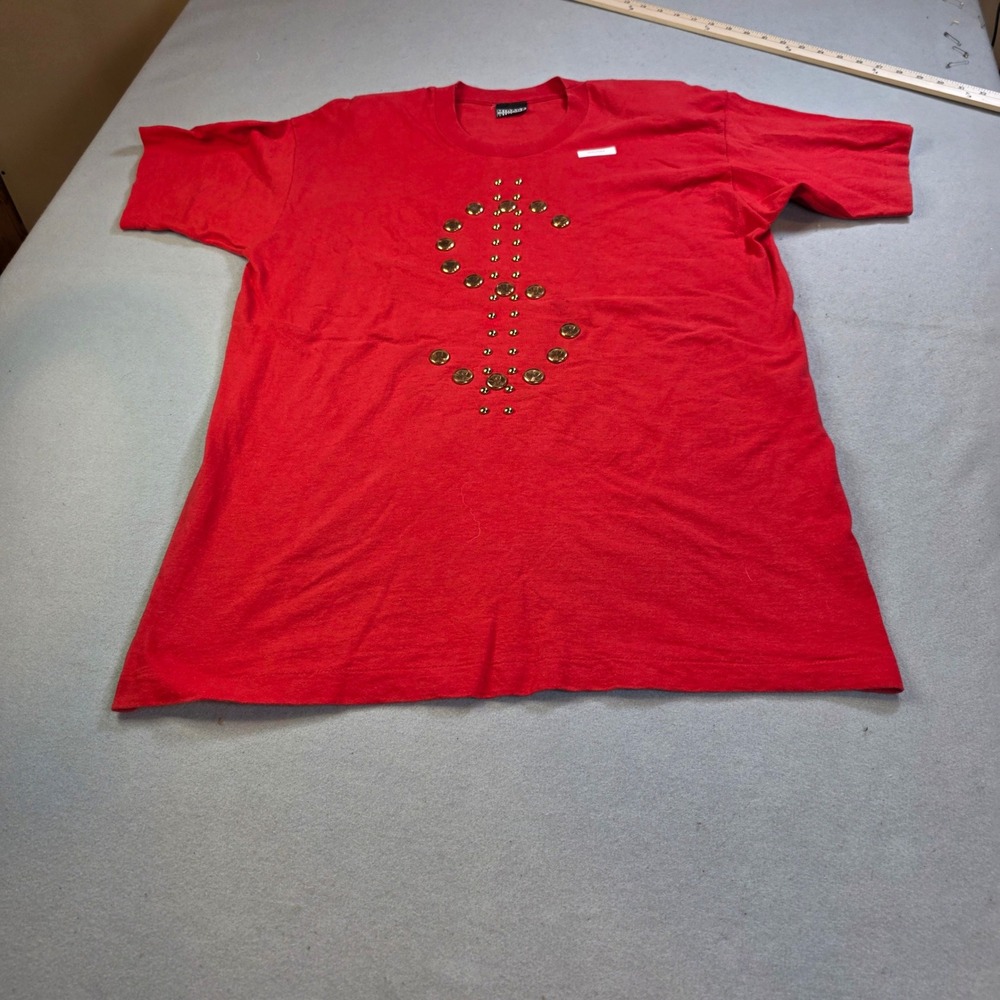 Mirage Vintage Red Graphic T-Shirt Studded Penny Dollar Sign Distressed Mens XL